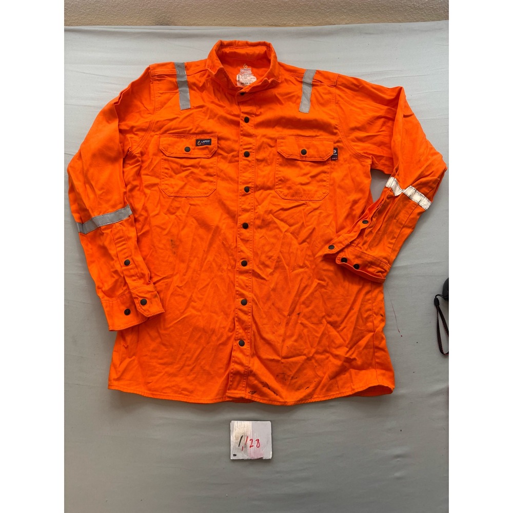 LAPCO FR Flame Resistant Hi-Vis Orange Reflective Work Shirt IORA7S Large Long